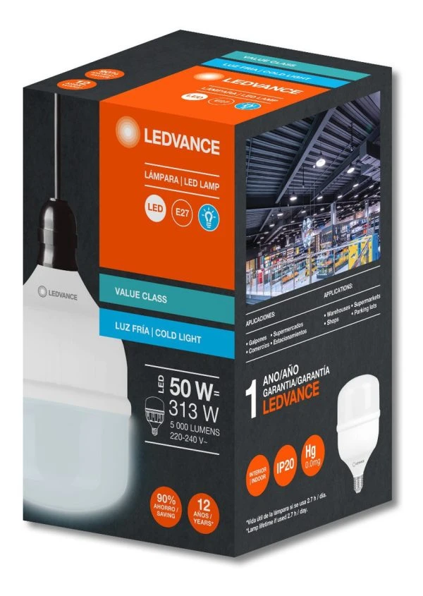 BULBO ALTA POTENCIA 50W E27 FRIA