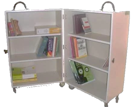 Biblioteca Libro con ruedas para jardín cerrada 0.60 x 0.60